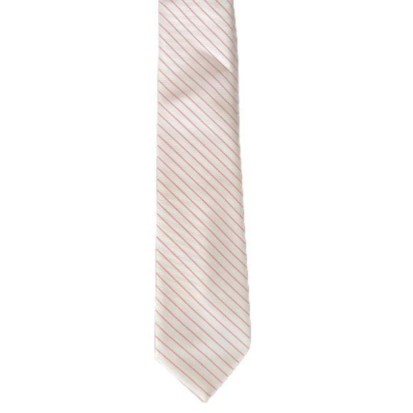 Austin Manor - White With Pink Stripe Polyester/Silk Tie - Picture 1 of 3